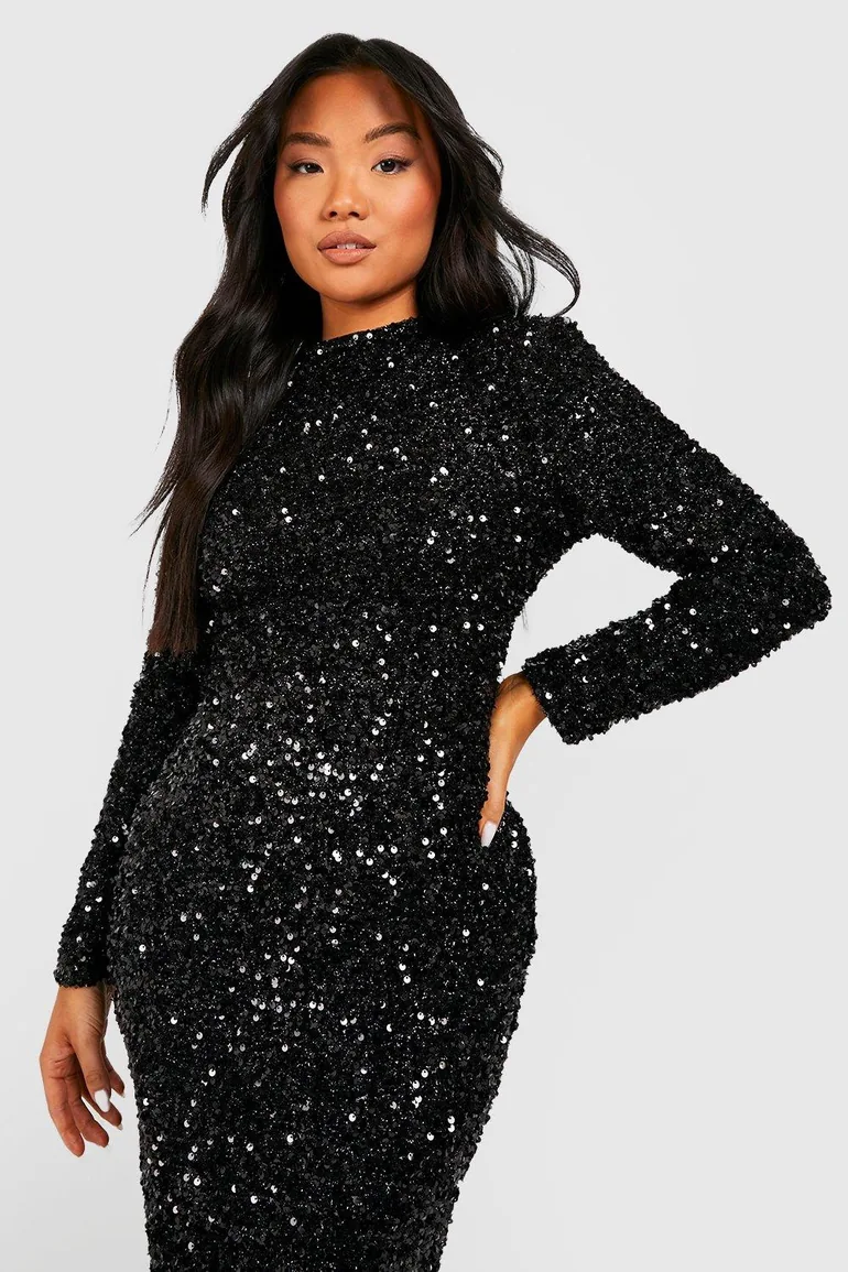 long sleeve backless thong detail mini bodycon dress in black Feels Good Backless Bodycon Maxi Dress Black main image 0