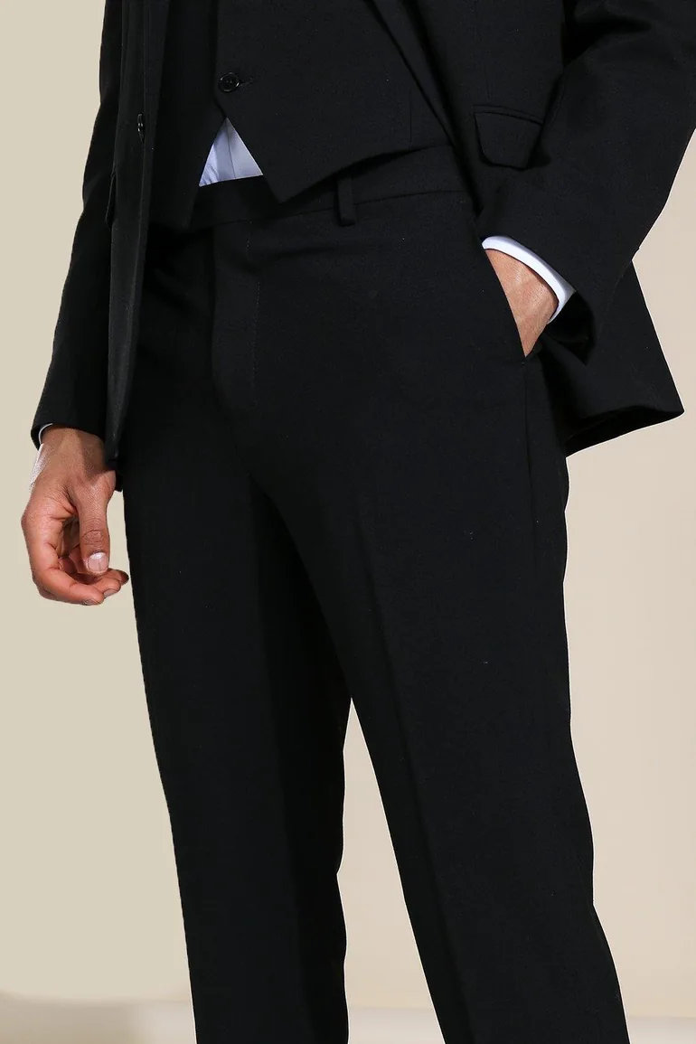 Slim Black Suit Trousers - black - 2