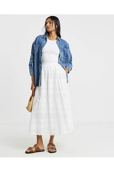 Occasion Broderie Full Midaxi Skirt