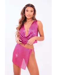 Premium Hot Pink Chainmail Mini Skirt