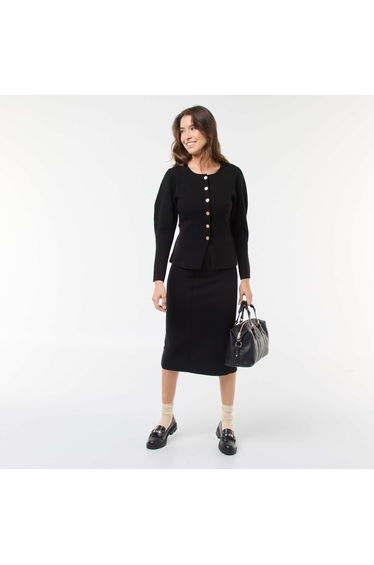 Solid ottoman knit skirt BLACK
