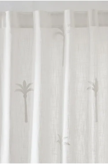 Palmae Cotton Curtain with BouclÃ© Palm Tree Details