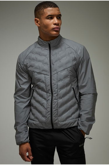 Man Active Reflective Quilted Jacket - grey