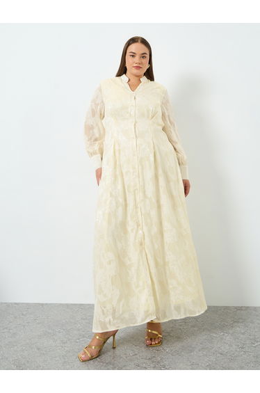 Plus Size Jacquard A-Line Maxi Dress