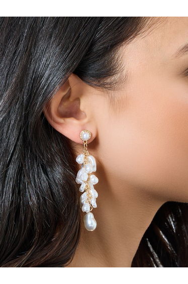 White Pearl Dangle Earrings