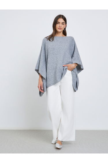 Grey Oversized Knit Cape Sweater