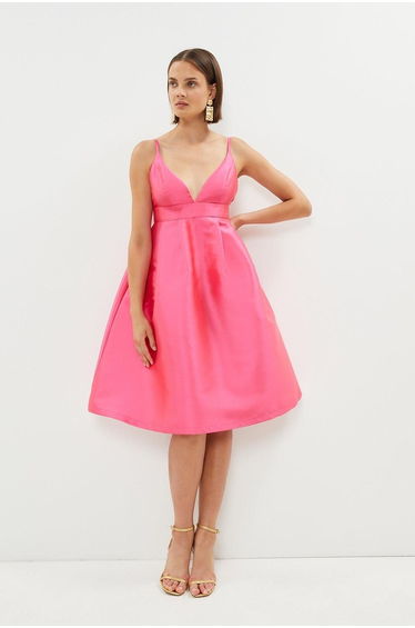 Petite Structured Twill Midi Cami Dress