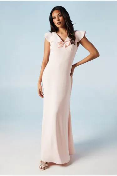 فستان كريب بياقة V