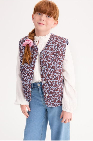 Quilted Cardigan with Floral Print