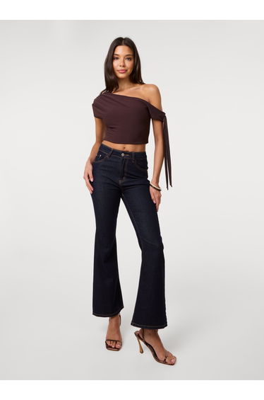 Soft Cotton Asymmetric Tie Sleeve Top