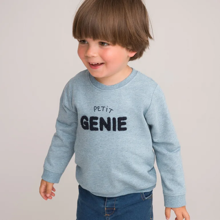 Cotton Mix Sweatshirt with Press-Stud Back - 1