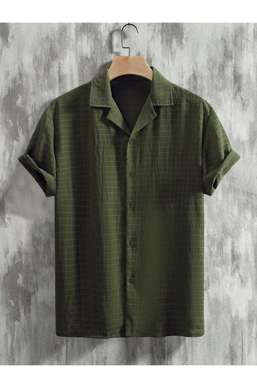 Texture Short Sleeve Buttoned Shirt