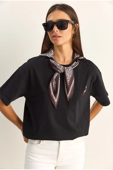 LUCCI Loose Fit Crew Neck Embroidered T-Shirt