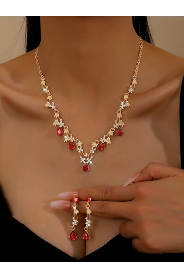 2-Piece Rhinestone Embellished Necklace and Earrings Jewelry Set