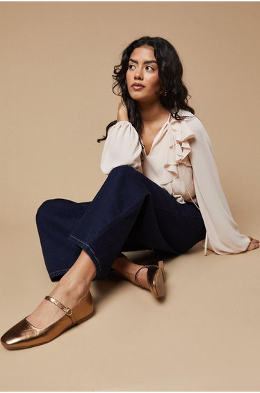 Belle Leather Maryjane Square Toe Ballet Pumps