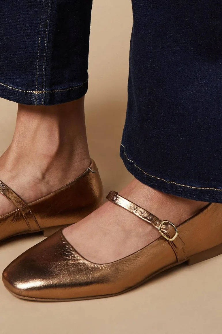 Belle Leather Maryjane Square Toe Ballet Pumps - 3