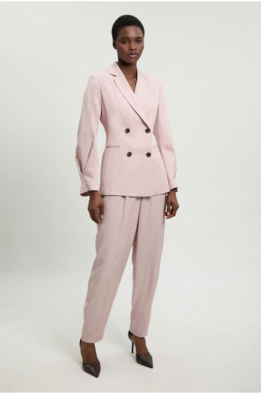 Polished Linen Blend Tailored Trouser