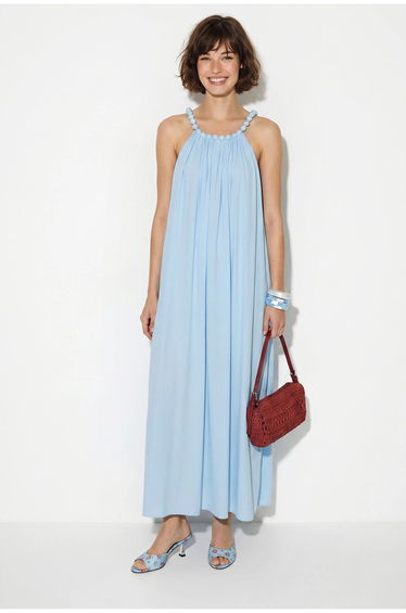 LUCCI Women's Halter Maxi Dress With Pocket