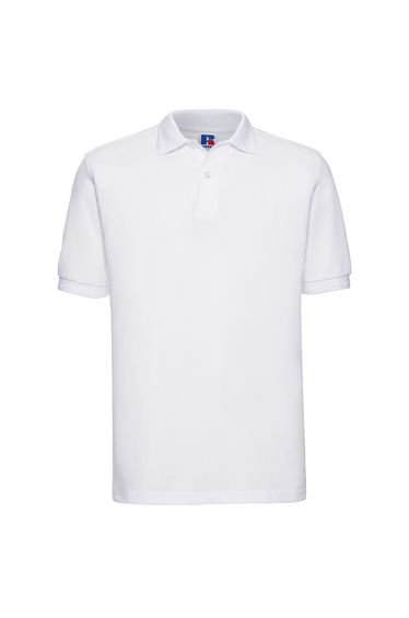 Russell Mens Polycotton Pique Hardwearing Polo Shirt - White