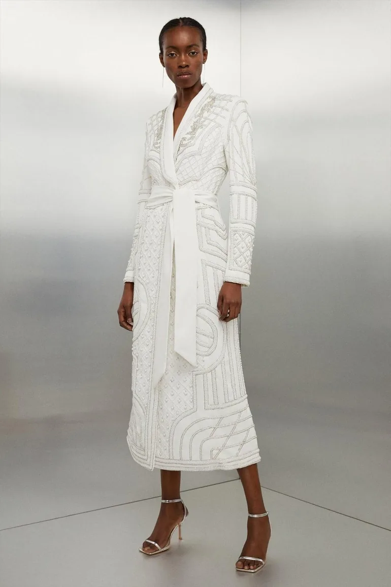 Shop Petite Crystal Embellished Woven Blazer Dress Online in Bahrain Shop Petite Crystal Embellished Woven Blazer Dress Online in Bahrain