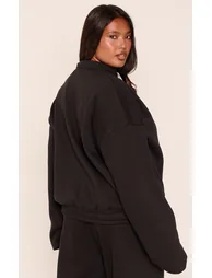 سويتشيرت برباط شد بياقة عالية لون أسود - للمقاسات الكبيرة - 2