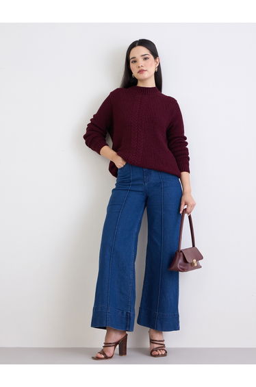 Burgundy Cable Knit Sweater