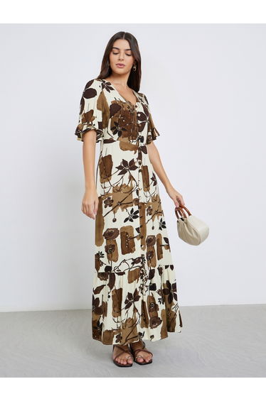 A-Line Maxi Dress with Floral Print