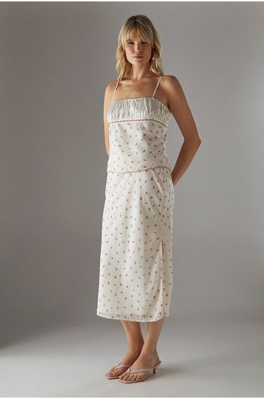 Ruched Bust Lace Trim Milkmaid Strappy Top