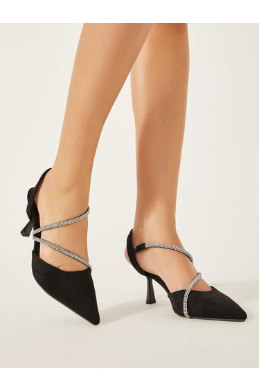 Embellished Asymmetric Strap Pumps