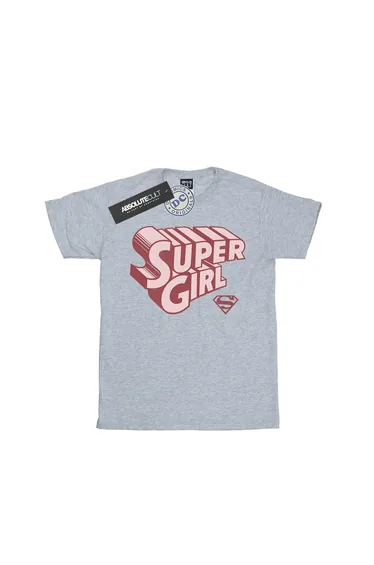 تيشيرت قطن رمادي بناتي بطبعة دي سي كوميكس