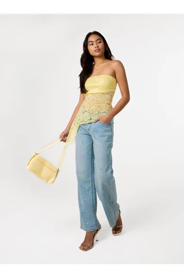 توب بينك فانيلا أصفر بلا أكمام