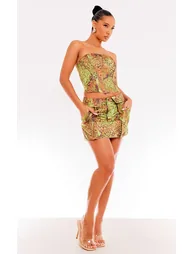Column Mini Skirt with Animal Prints