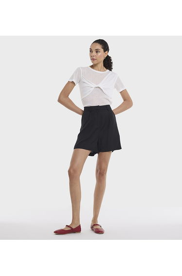 BCBG Crew Neck T-shirt with Twisted Detail