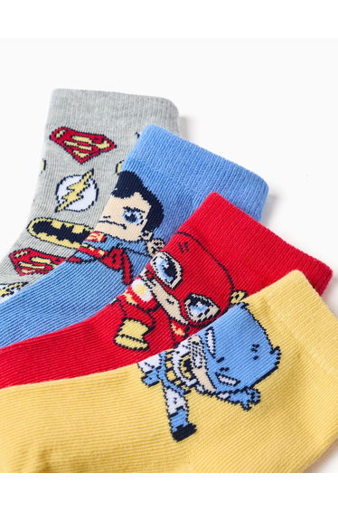Pack of 4 socks with Super Friends for newborn and baby boys, multicolour