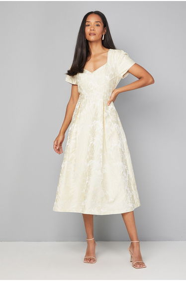 Jacquard Seam Detail Midi Dress