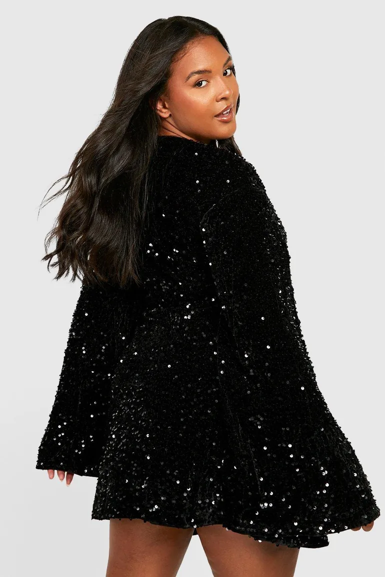plus sequin twist front dress Black Plus Sequin Twist Front Midi Dress