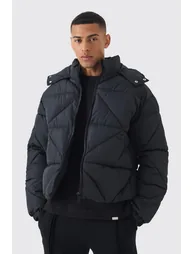 Abstract Quilted Puffer In Black