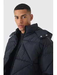 Abstract Quilted Puffer In Black - 2