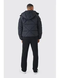 Abstract Quilted Puffer In Black - 1