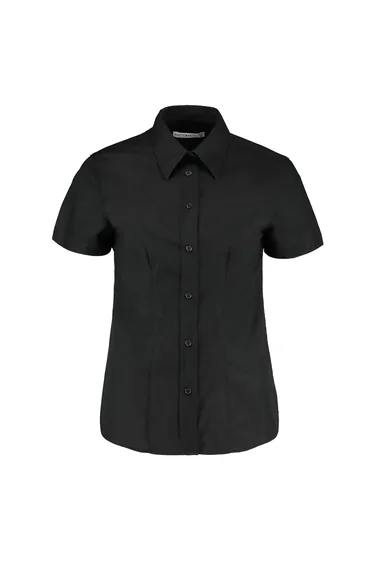 Kustom Kit Ladies Workwear Oxford Short Sleeve Shirt - Black