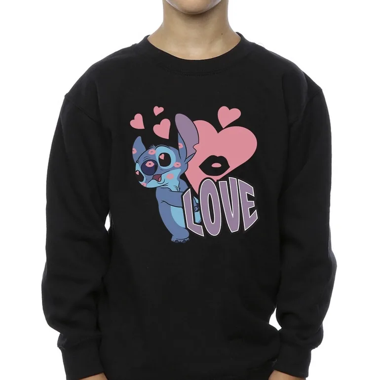 Lilo & Stitch Boys Love Hearts Sweatshirt - Black - 3