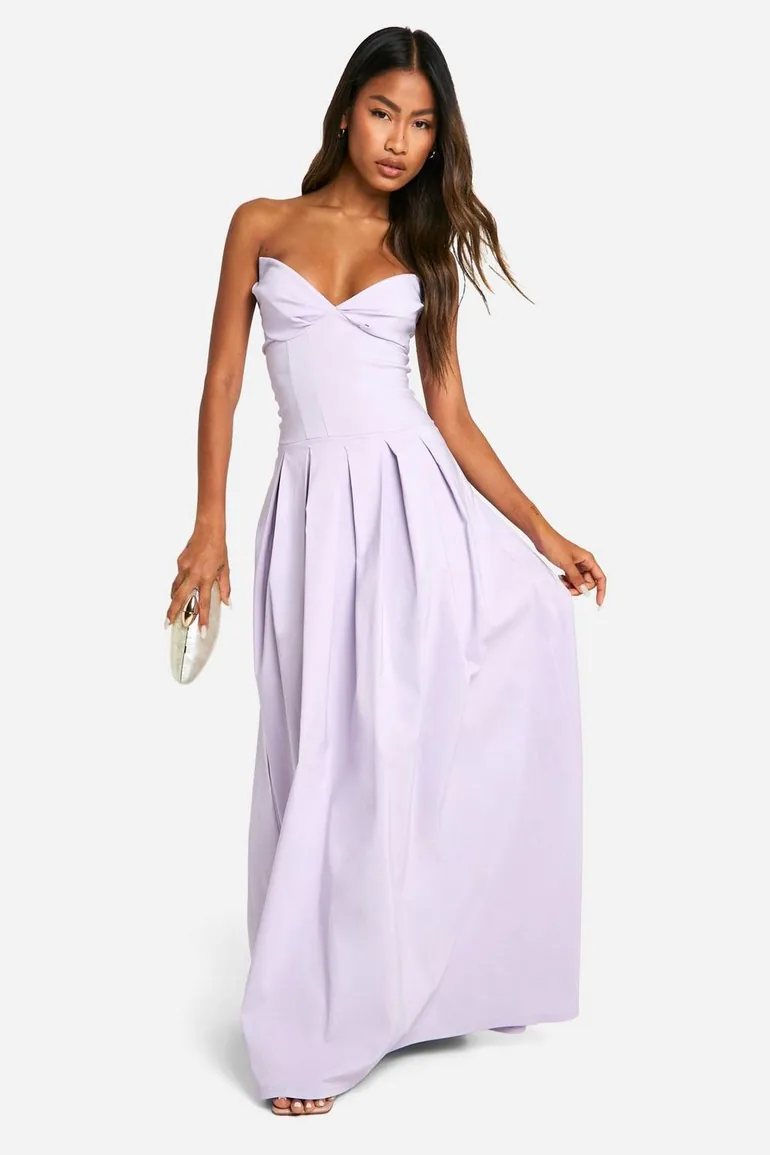 Shop corset bengaline maxi skater dress - lilac Online in Bahrain