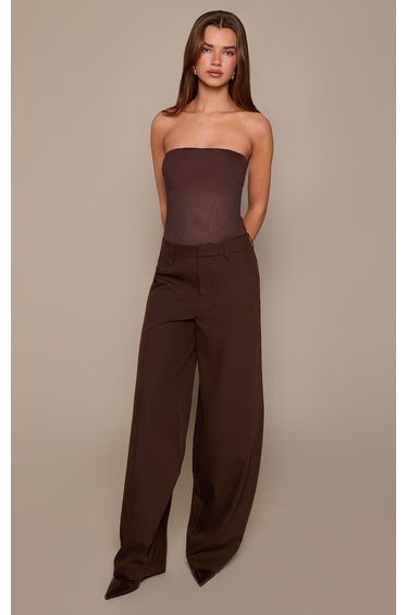 Brown Double Layered Mesh Bandeau Bodysuit