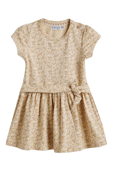Baby Girls Beige Ditsy Print Cotton Dress