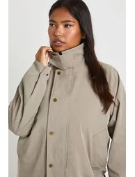 Plus Cord Collar Barn Jacket - khaki - 3