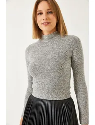 Women's Half Turtleneck Blouse - 1