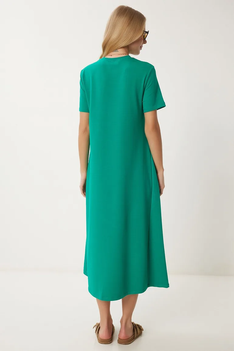 Women's Dark Green A-Line Summer Cotton Dress Happiness Stanbul Green :  Day Dresses : VogaCloset Bahrain