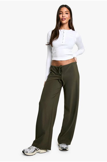 Rib Drawstring Trouser - khaki