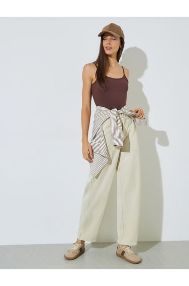 Off White Baggy Fit Solid Pants