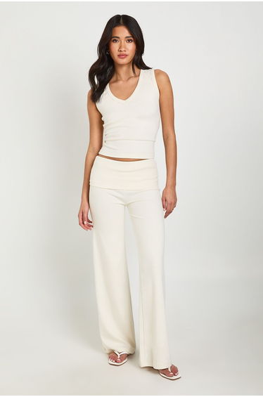 V Neck Vest Top - ecru